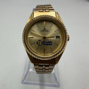 Lorus Watch Women Gold Tone St. Lukes Hospital Dial New Battery 6.5 Inch